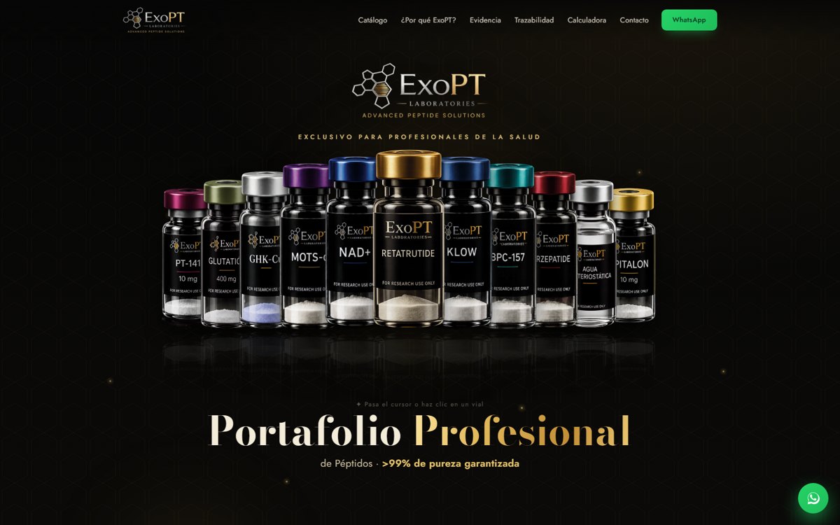 Sitio web de ExoPT Laboratories